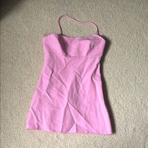Pink Asymmetrical Strap Dress